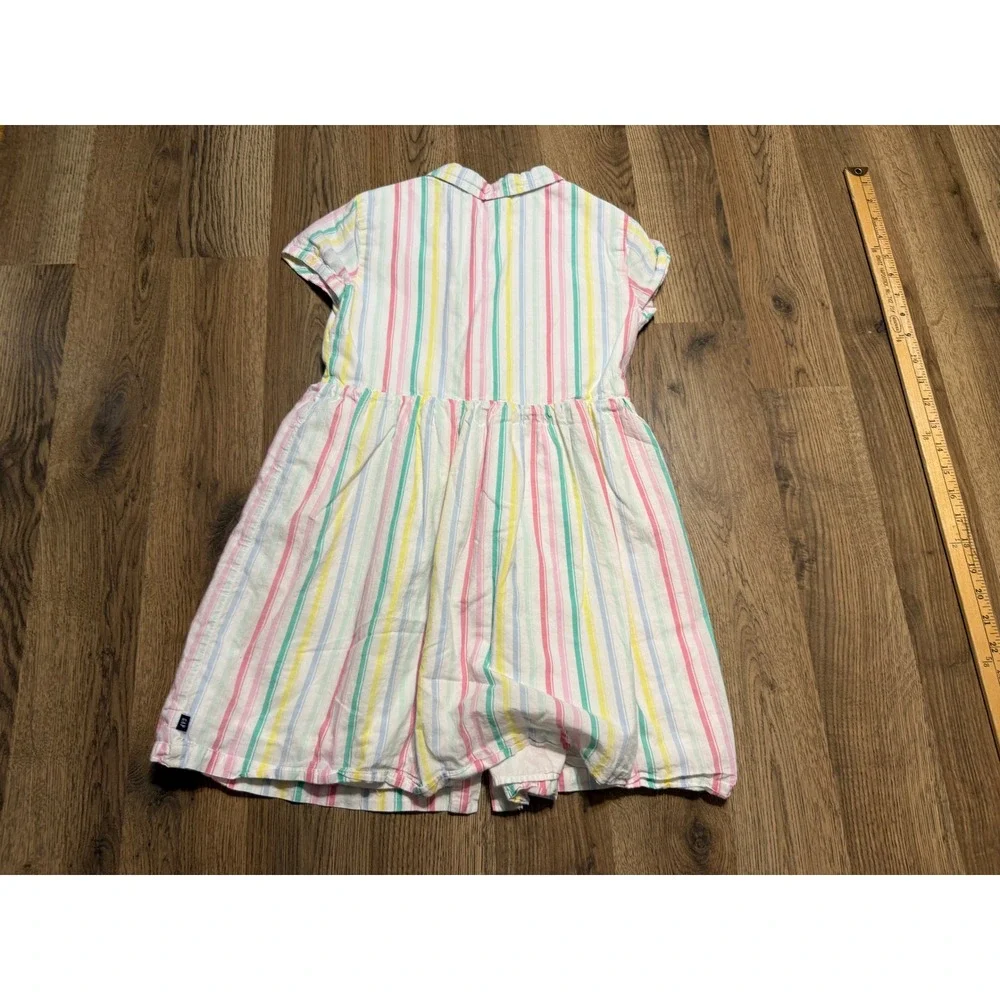 Gap Kids Dress Girls Size M (7/8) Multi Color Shirt Dress Button Front Striped
